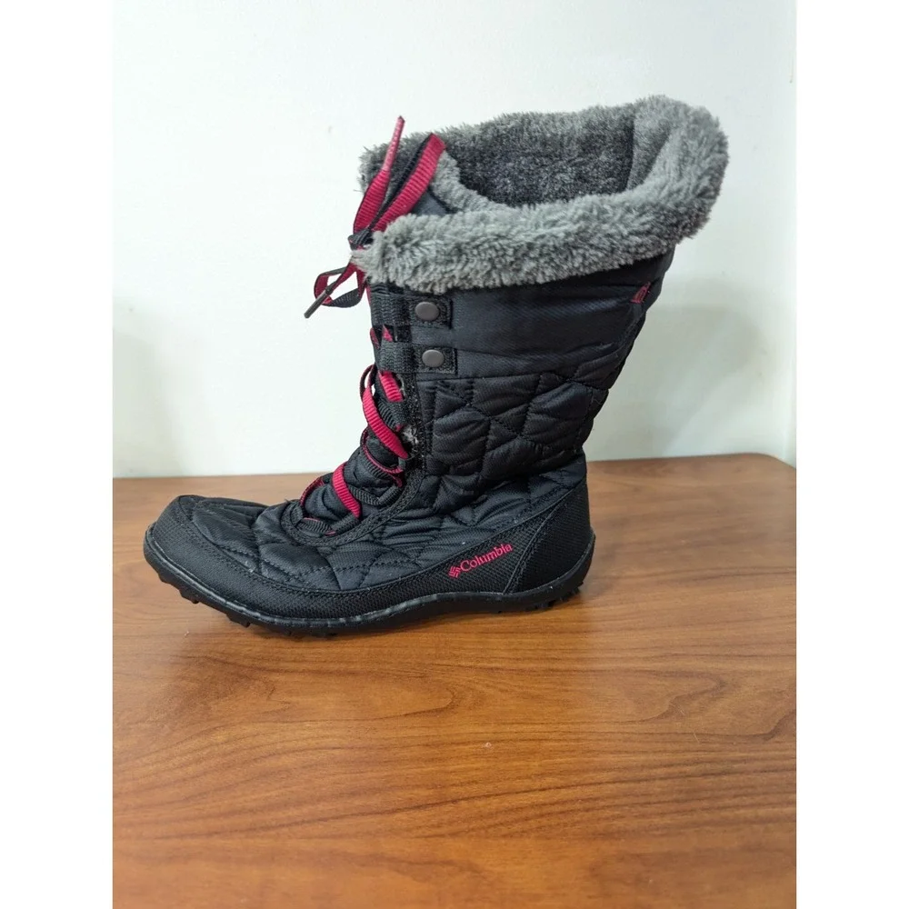 EUC Columbia Omni Grip Youth‎ Girls Minx Boots Black Pink Waterproof 6